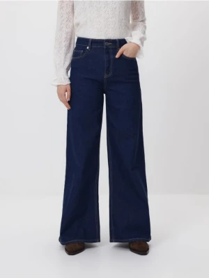 Reserved - Jeansy wide leg - granatowy
