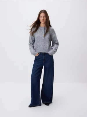 Reserved - Jeansy wide leg - granatowy
