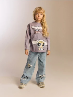 Reserved - Jeansy wide leg Hello Kitty and Friends x The Powerpuff Girls - niebieski