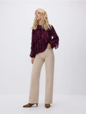 Reserved - Jeansy wide leg - kremowy