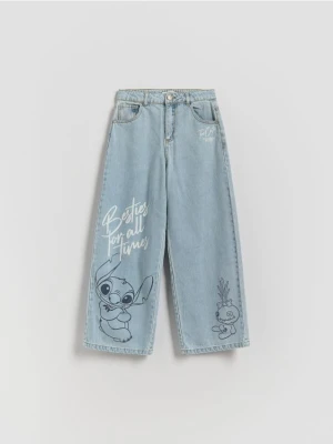 Reserved - Jeansy wide leg Lilo i Stitch - niebieski