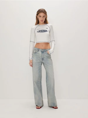 Reserved - Jeansy wide leg - niebieski