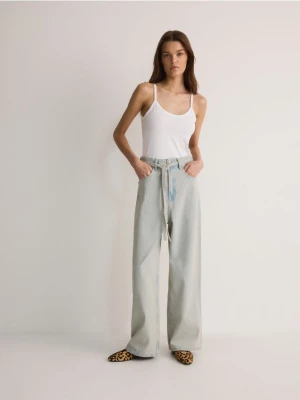 Reserved - Jeansy wide leg - niebieski