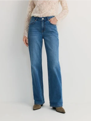 Reserved - Jeansy wide leg - niebieski