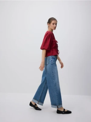 Reserved - Jeansy wide leg - niebieski
