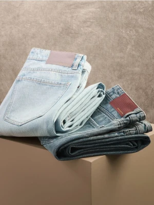 Reserved - Jeansy wide leg - niebieski