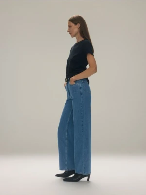 Reserved - Jeansy wide leg - niebieski
