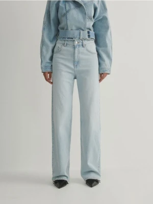 Reserved - Jeansy wide leg - niebieski