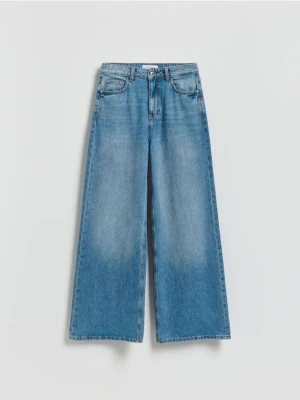 Reserved - Jeansy wide leg - niebieski