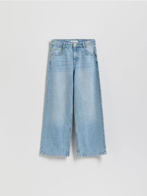 Reserved - Jeansy wide leg - niebieski