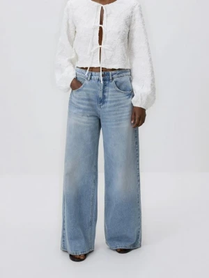 Reserved - Jeansy wide leg - niebieski