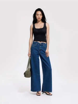 Reserved - Jeansy wide leg - niebieski