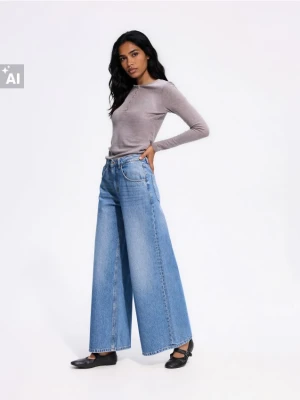Reserved - Jeansy wide leg - niebieski