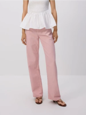 Reserved - Jeansy wide leg - różowy
