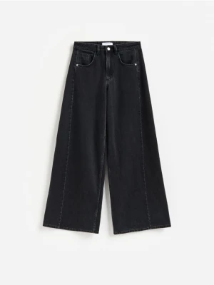 Reserved - Jeansy wide leg soft - czarny