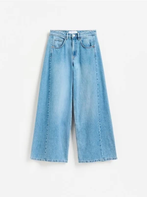 Reserved - Jeansy wide leg soft - niebieski