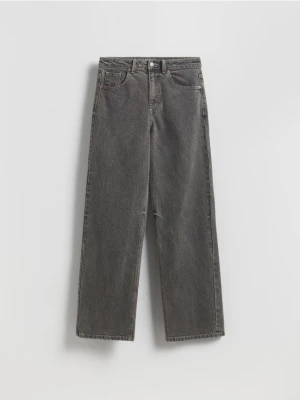 Reserved - Jeansy wide leg - szary