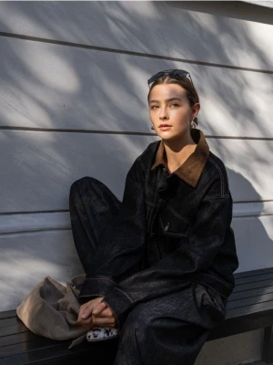 Reserved - Jeansy wide leg - szary