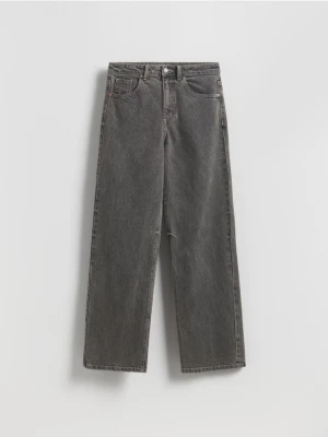 Reserved - Jeansy wide leg - szary