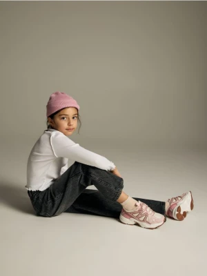 Reserved - Jeansy wide leg - szary