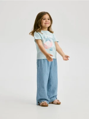 Reserved - Jeansy wide leg w paski - niebieski