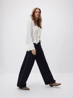 Reserved - Jeansy wide leg z aplikacjami - czarny