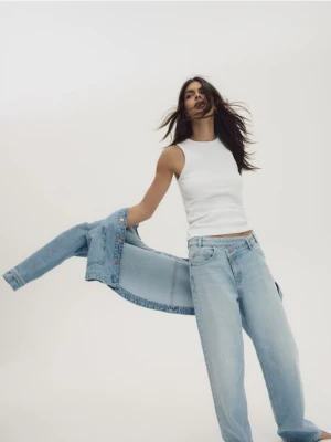 Reserved - Jeansy wide leg z asymetrycznym zapięciem - niebieski