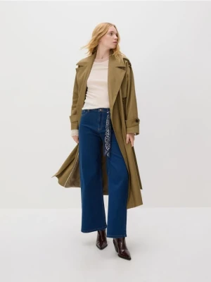 Reserved - Jeansy wide leg z bandaną - granatowy