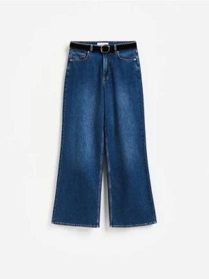 Reserved - Jeansy wide leg z dodatkiem lyocellu - granatowy