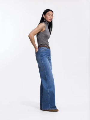 Reserved - Jeansy wide leg z dodatkiem lyocellu - niebieski