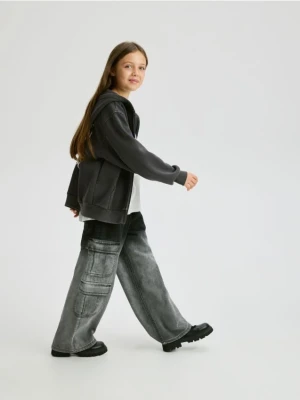 Reserved - Jeansy wide leg z efektem ombre - czarny