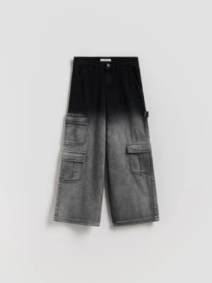 Reserved - Jeansy wide leg z efektem ombre - czarny