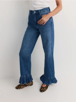 Zdjęcie produktu Reserved - Jeansy wide leg z falbankami - niebieski