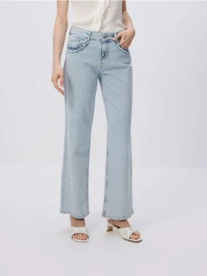 Reserved - Jeansy wide leg z falbankami - wielobarwny