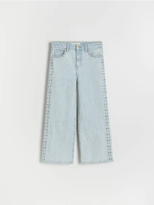 Reserved - Jeansy wide leg z jetami - niebieski