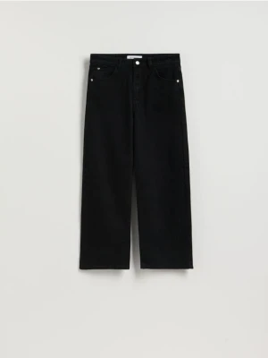 Reserved - Jeansy wide leg z krótszą nogawką - czarny