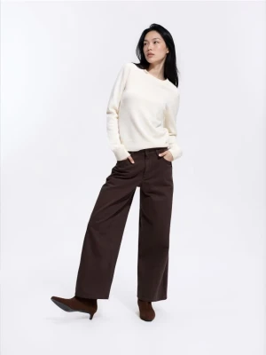 Reserved - Jeansy wide leg z krótszą nogawką - dark grey jeans