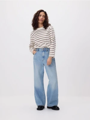 Reserved - Jeansy wide leg z krótszą nogawką - niebieski