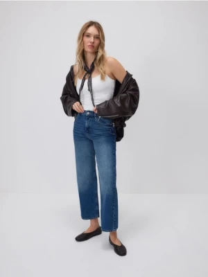 Reserved - Jeansy wide leg z krótszą nogawką - niebieski