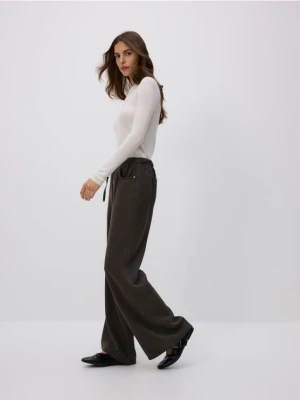 Reserved - Jeansy wide leg z lyocellu - dark grey jeans