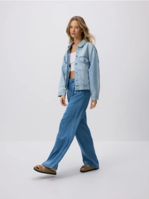 Reserved - Jeansy wide leg z lyocellu - niebieski