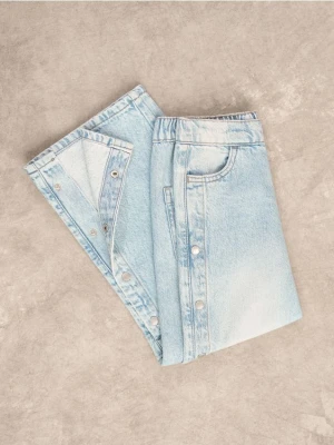 Reserved - Jeansy wide leg z napami - niebieski