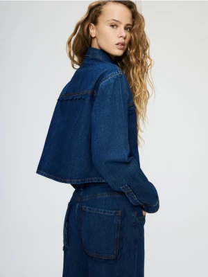 Reserved - Jeansy wide leg z ozdobnymi kieszeniami - niebieski