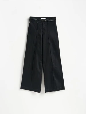 Reserved - Jeansy wide leg z paskiem - czarny