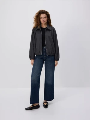 Reserved - Jeansy wide leg z przeszyciami - indigo jeans