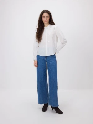 Reserved - Jeansy wide leg z przeszyciami - niebieski