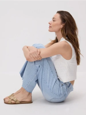 Reserved - Jeansy wide leg z przeszyciami - niebieski