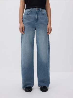 Reserved - Jeansy wide leg z przeszyciami - niebieski