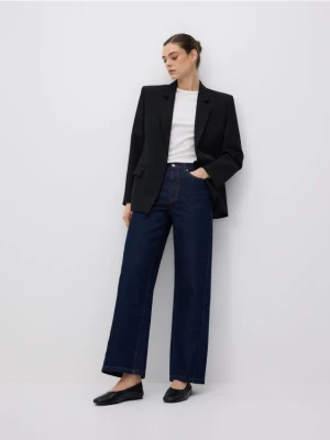 Reserved - Jeansy wide leg z przeszyciem - indigo jeans