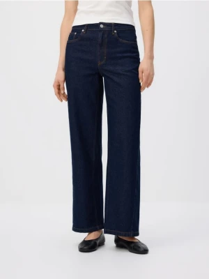 Reserved - Jeansy wide leg z przeszyciem - indigo jeans
